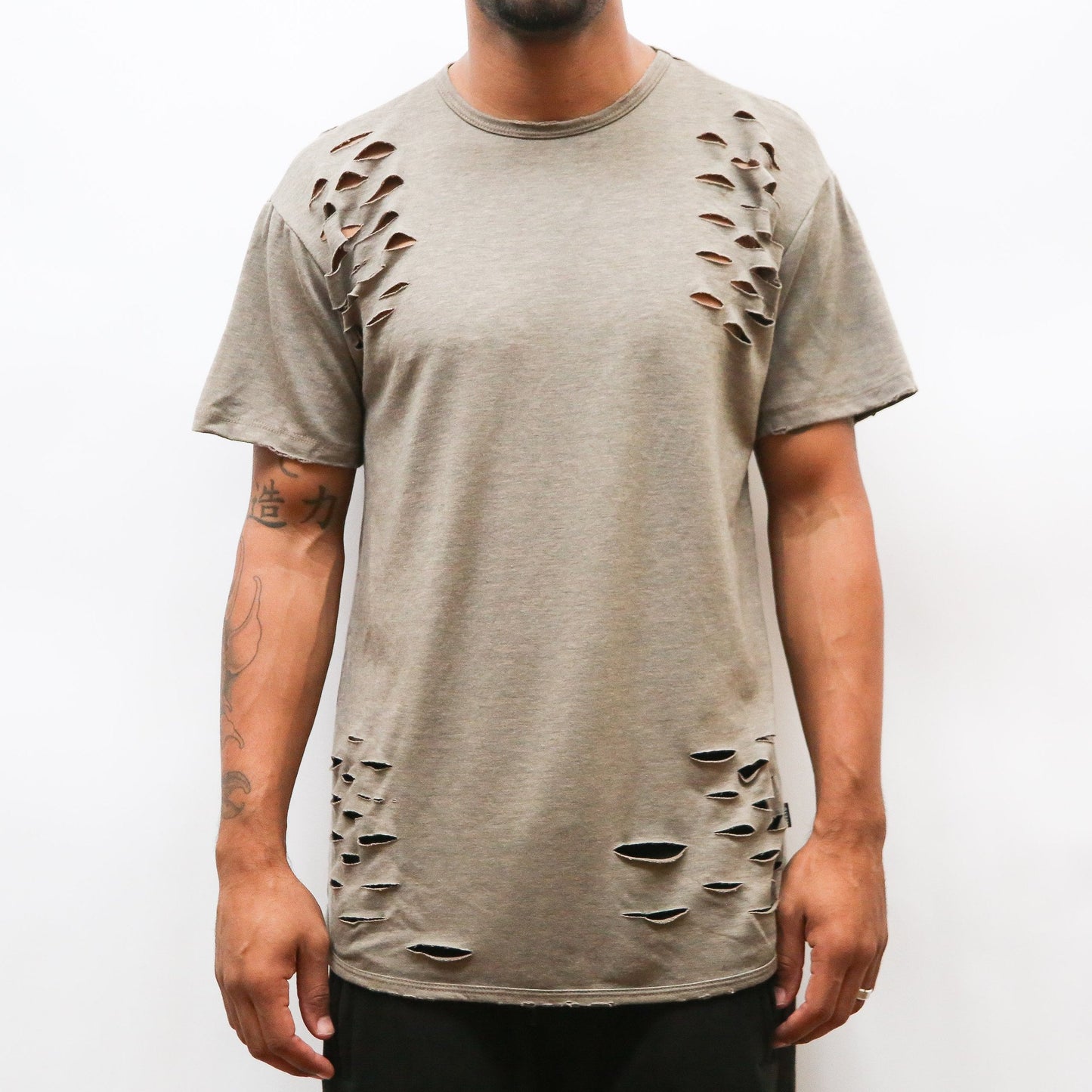 Taupe Distressed Tee