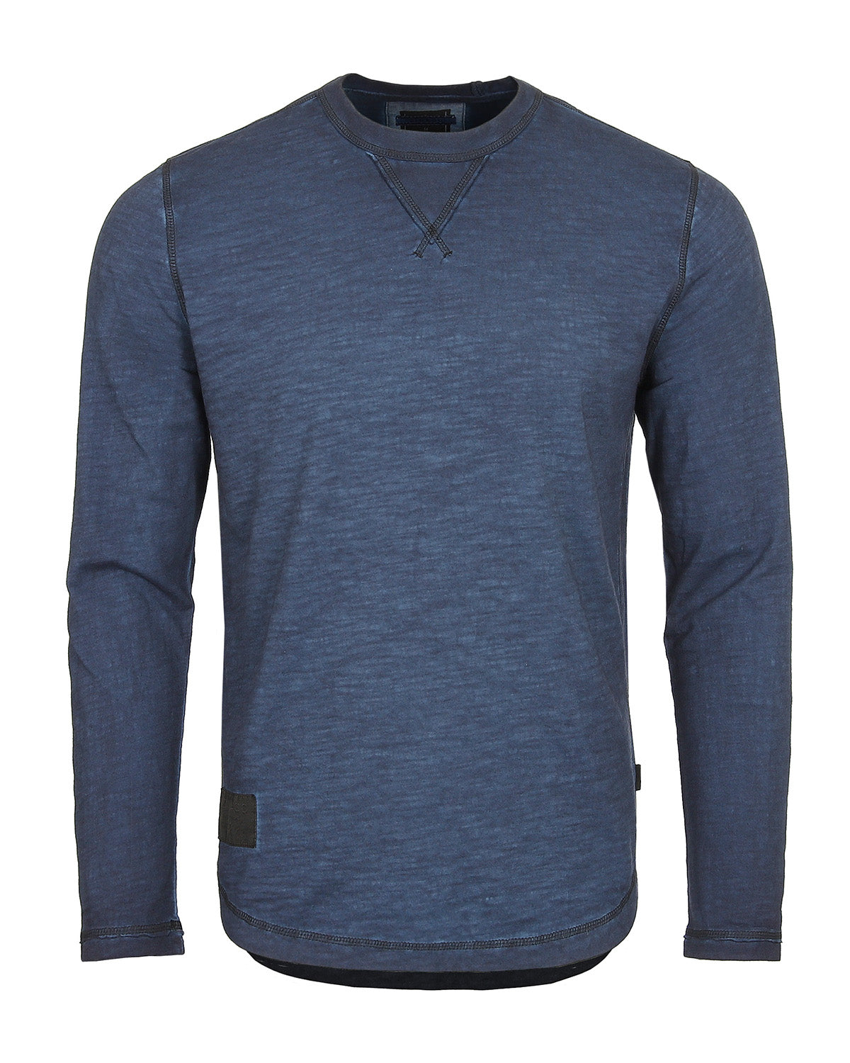 NEW - Men's Long Sleeve Crew Neck Vintage Wash T-Shirt with Curved Bottom Hem-2