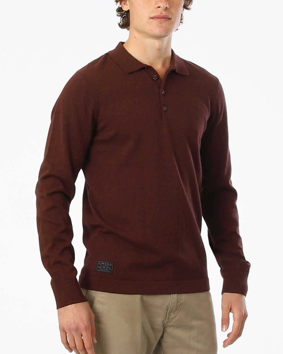 ZIMEGO Men's Casual Polo Sweater - Long Sleeve Pullover Button Knit Shirt-1