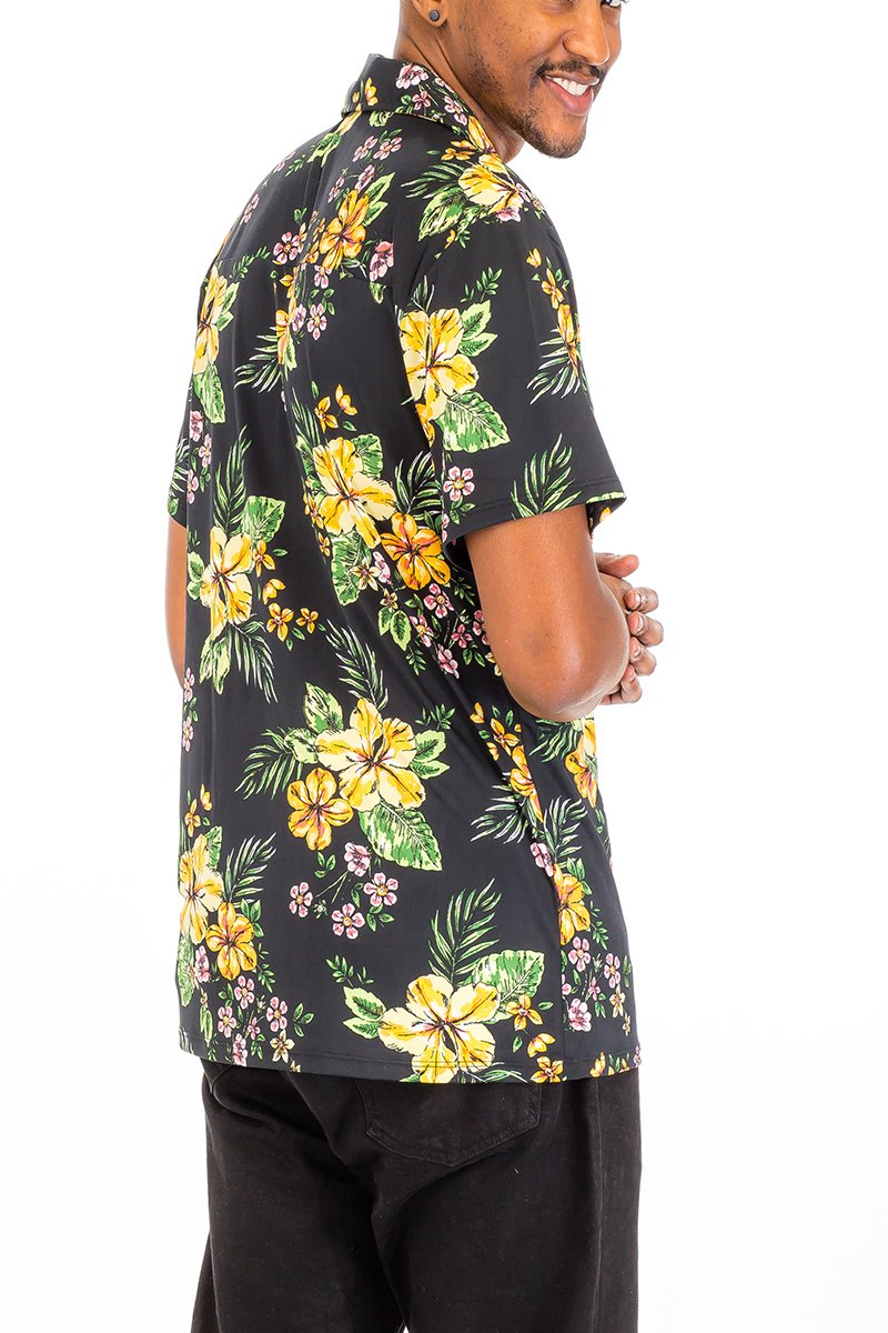 Sunny Hibiscus Hawaiian Button Down Shirt