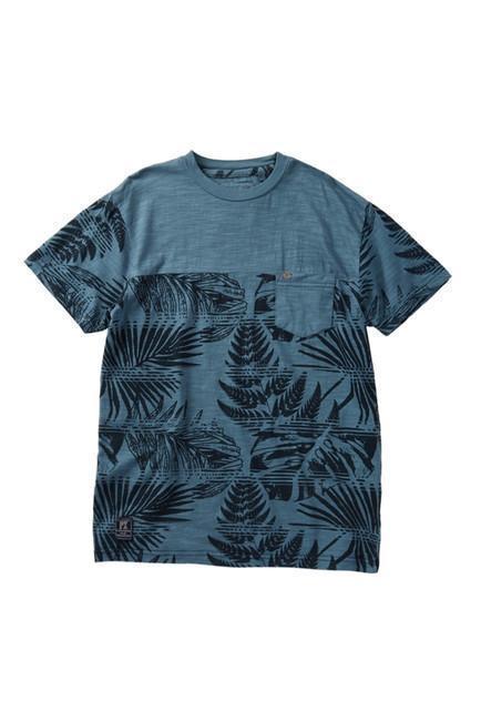 Metallic Blue Hawaiian Casual Pocket T-Shirt