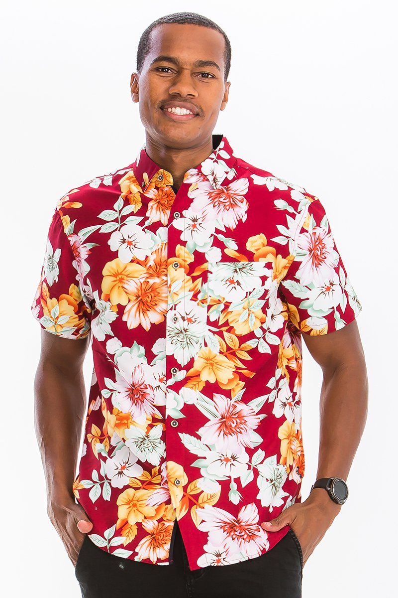 Kauai Floral Hawaiian Button Down Shirt